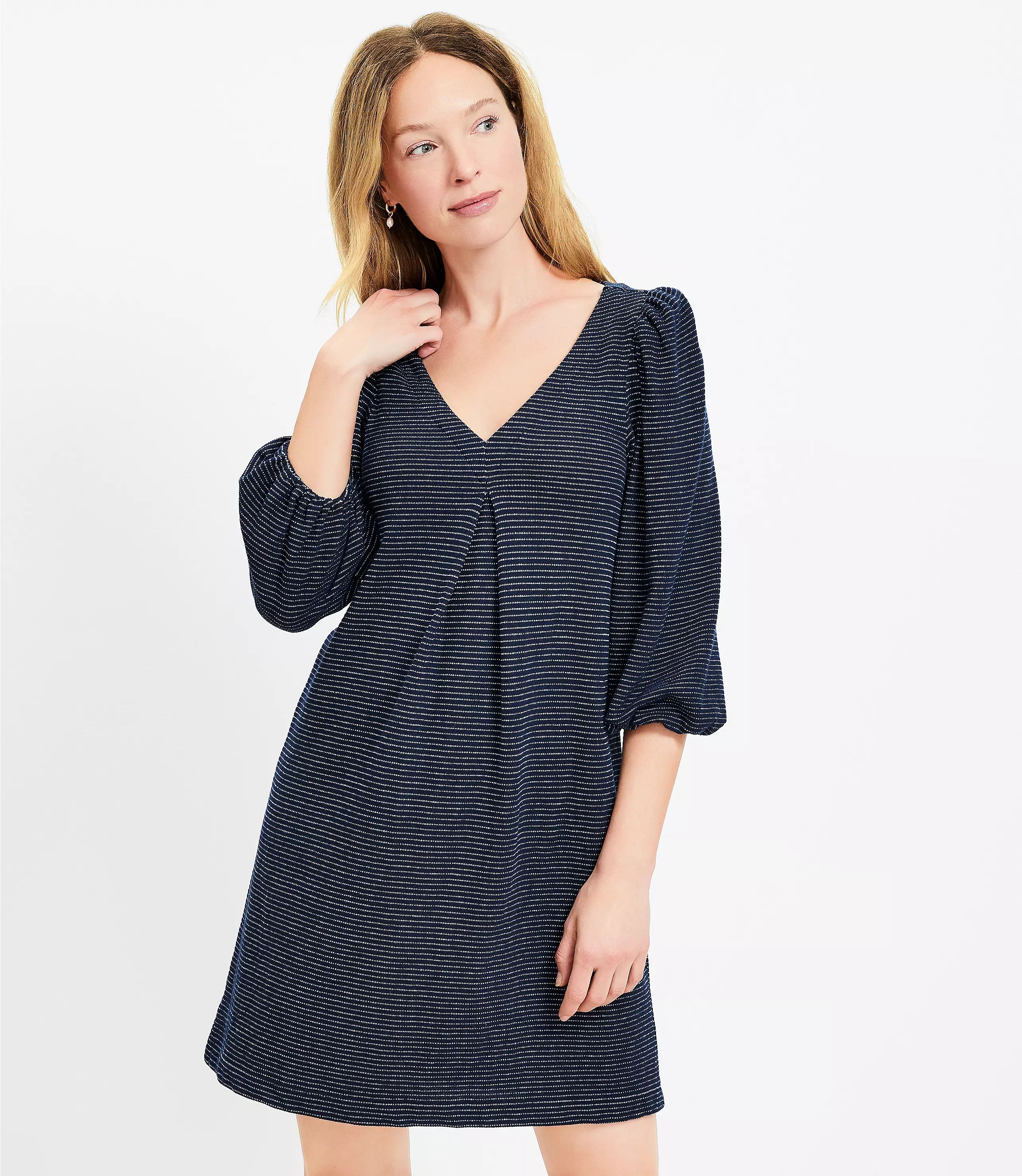 Textured Pleated Mini Pocket Dress | LOFT