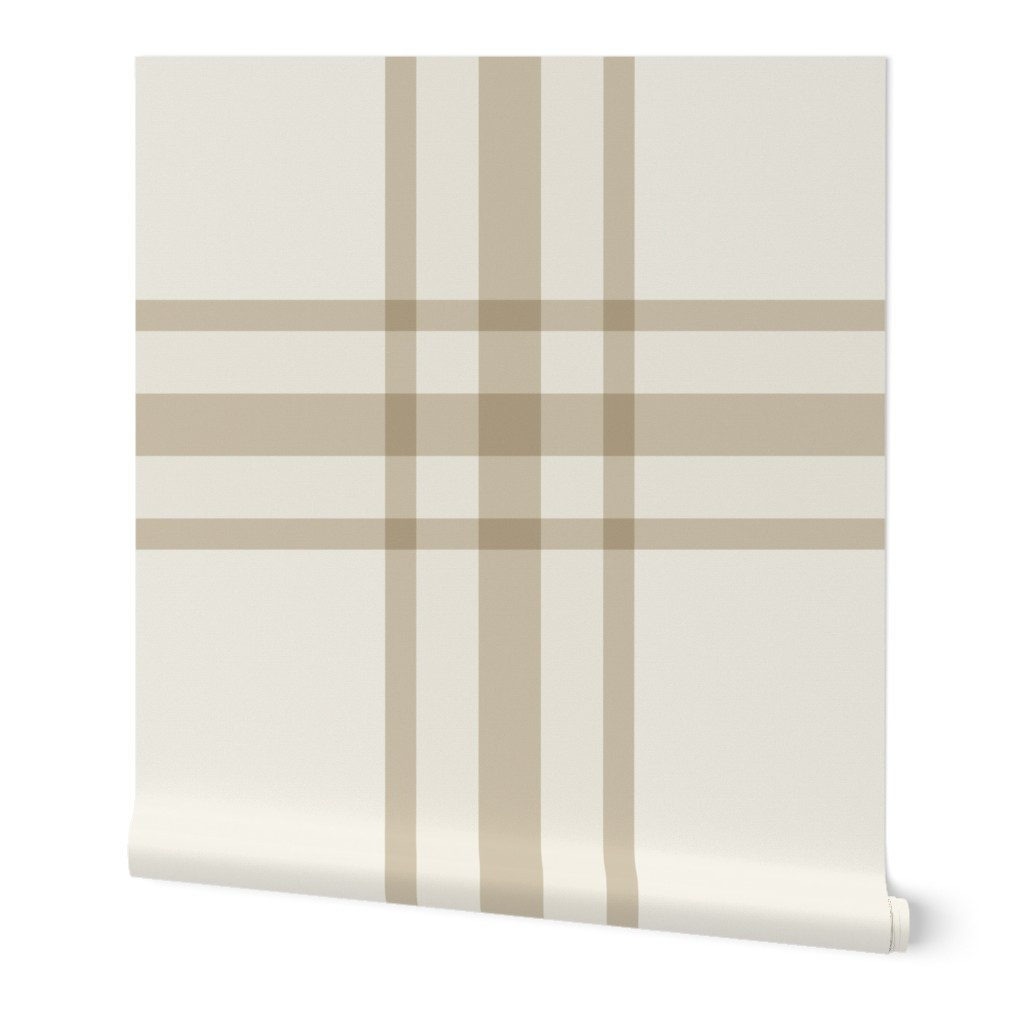 Cabin Plaid 02 - Bone Beige and Creamy White 02 - w/ subtle faux texture Wallpaper | Spoonflower | Spoonflower