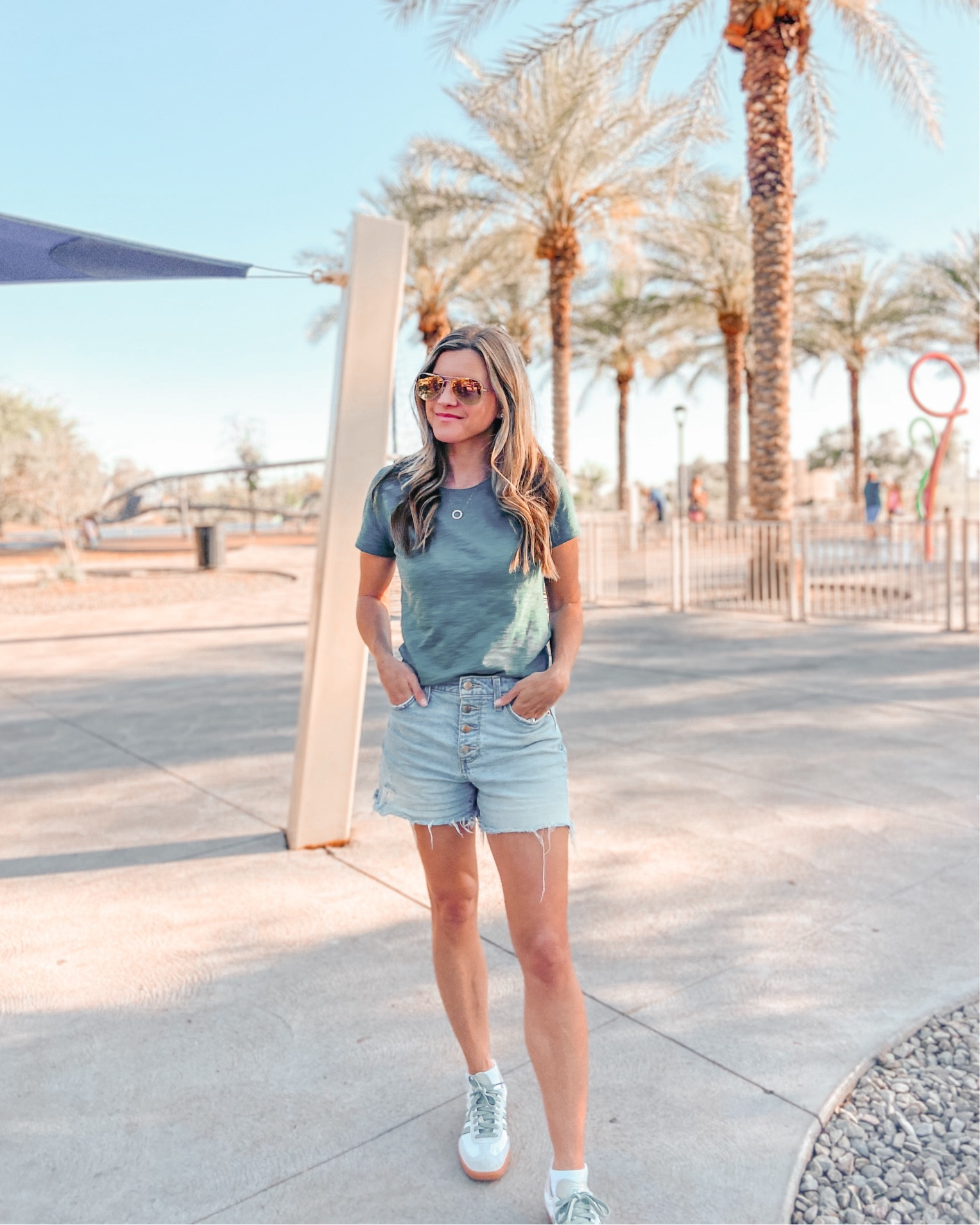 Spring & Summer Basics:
J. Crew Factory basic tee, with jean shorts.
Adidas Sambas currently sold out in this color, but I am watching 👀 for them to come back!!
#softautumn green t-shirt
#tcisoftautumn

#LTKstyletip #LTKfindsunder50