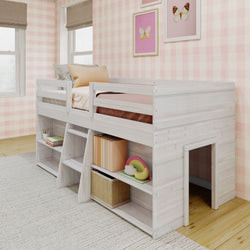 Modern Farmhouse Twin Low Loft Bed With Bookcases | max & lily