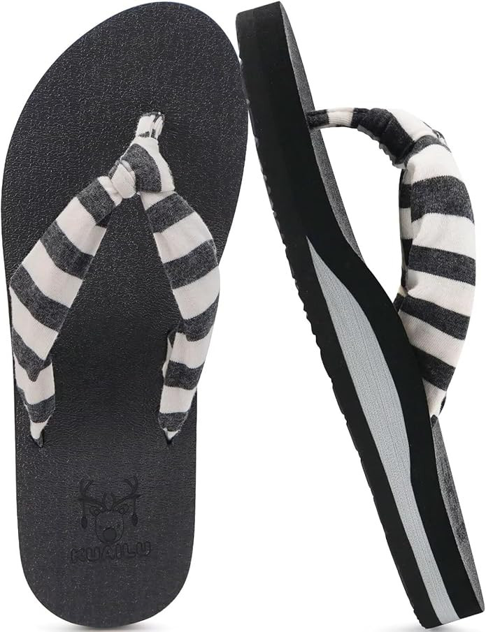KuaiLu Flip Flops for Women with Arch Support Yoga Mat Comfortable Summer Beach Walking Thong Cus... | Amazon (US)