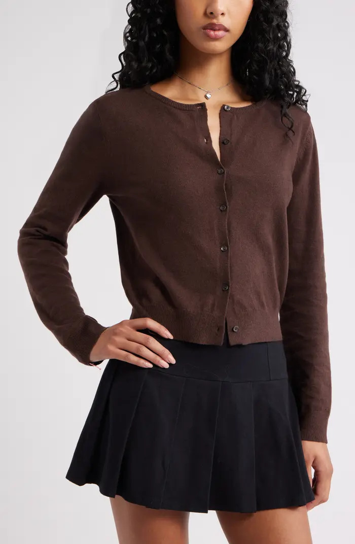 BP. Crewneck Cotton Blend Cardigan | Nordstrom | Nordstrom