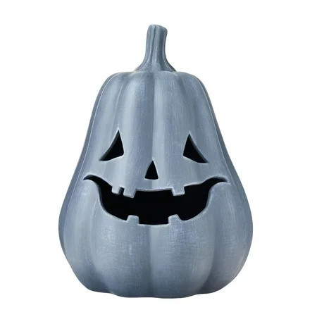 Clay Jack-o'-Lantern Tabletop Decor,Artisanal Kiln-Fired Pumpkin with Hand-Carved Details,Hallowmas Handcrafted Jack-O'-Lantern,Fall Kiln-Fired Clay Pumpkin for Fall Displays(Dark Gray,7.87") | Walmart (US)