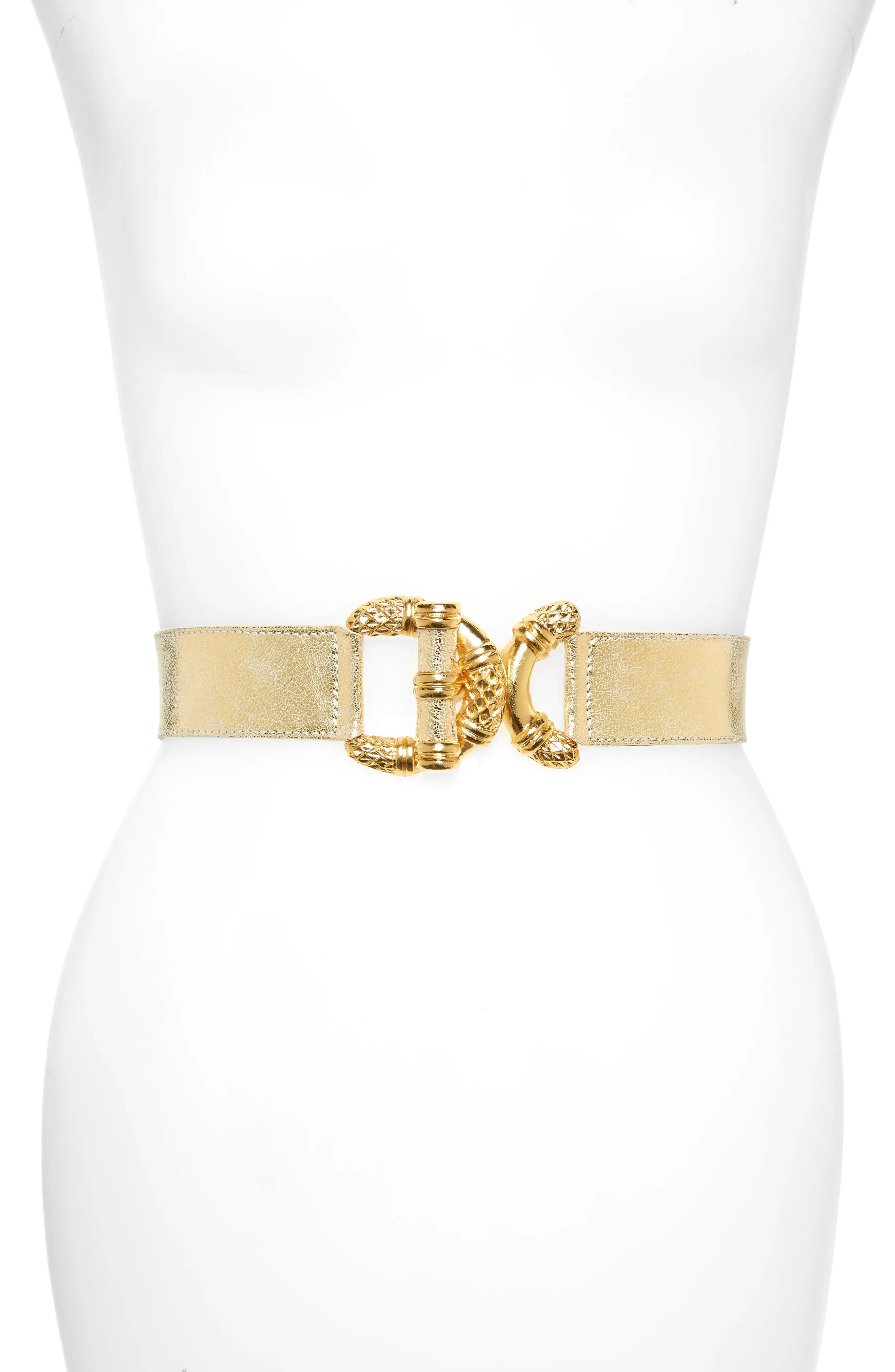 Raina Viper D-Ring Buckle Leather Belt in Gold at Nordstrom | Nordstrom