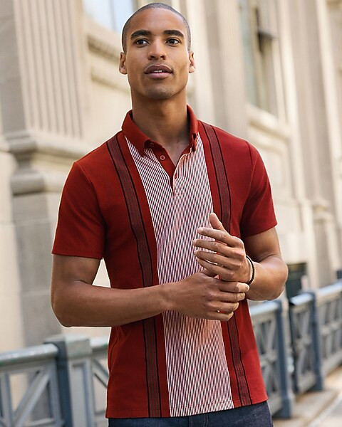 Striped Luxe Pique Polo | Express