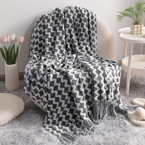 NTBAY Acrylic Knitted Throw Blanket, Lightweight and Soft Cozy Decorative Woven Blanket with Tass... | Amazon (US)