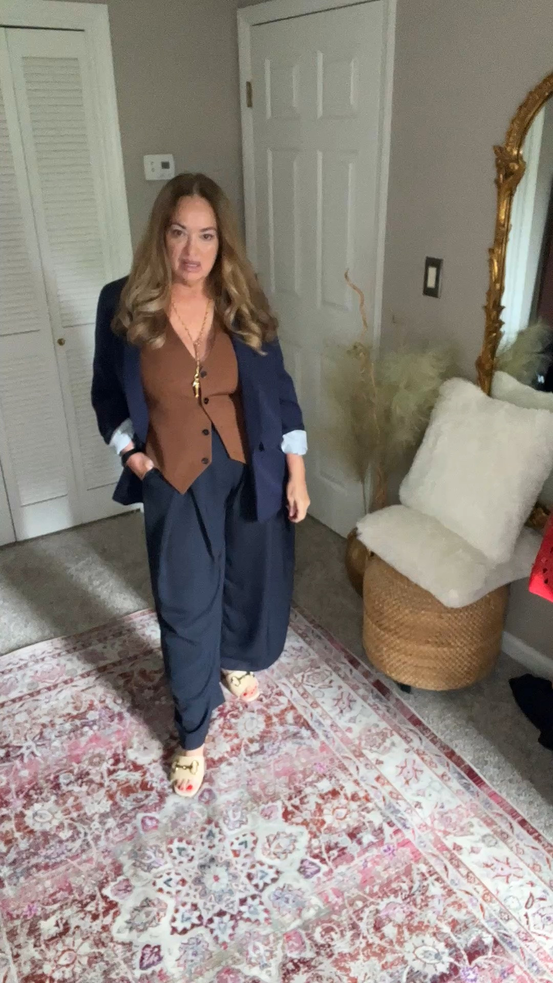 A Fabulous Fall Preview that is sophisticated elegance.
Trousers that exhibit a an extra cape like flow on the leg are very fashion forward.

This updated blazer with the stripe inside cuffs and trim! Love!

#LTKgrwm #LTKWorkwear #LTKOver40