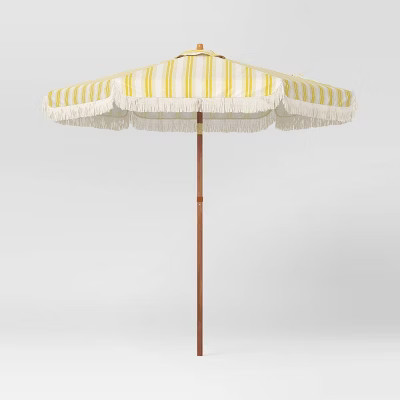 7.5' Round Scalloped Umbrella with Fringe Spiaggia Stripe - Threshold™ | Target