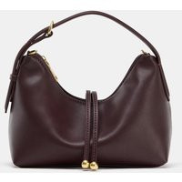 Zara - Mini Bucket Bag With Bead Detail - Burgundy Red - One Size Only - Woman | Zara US