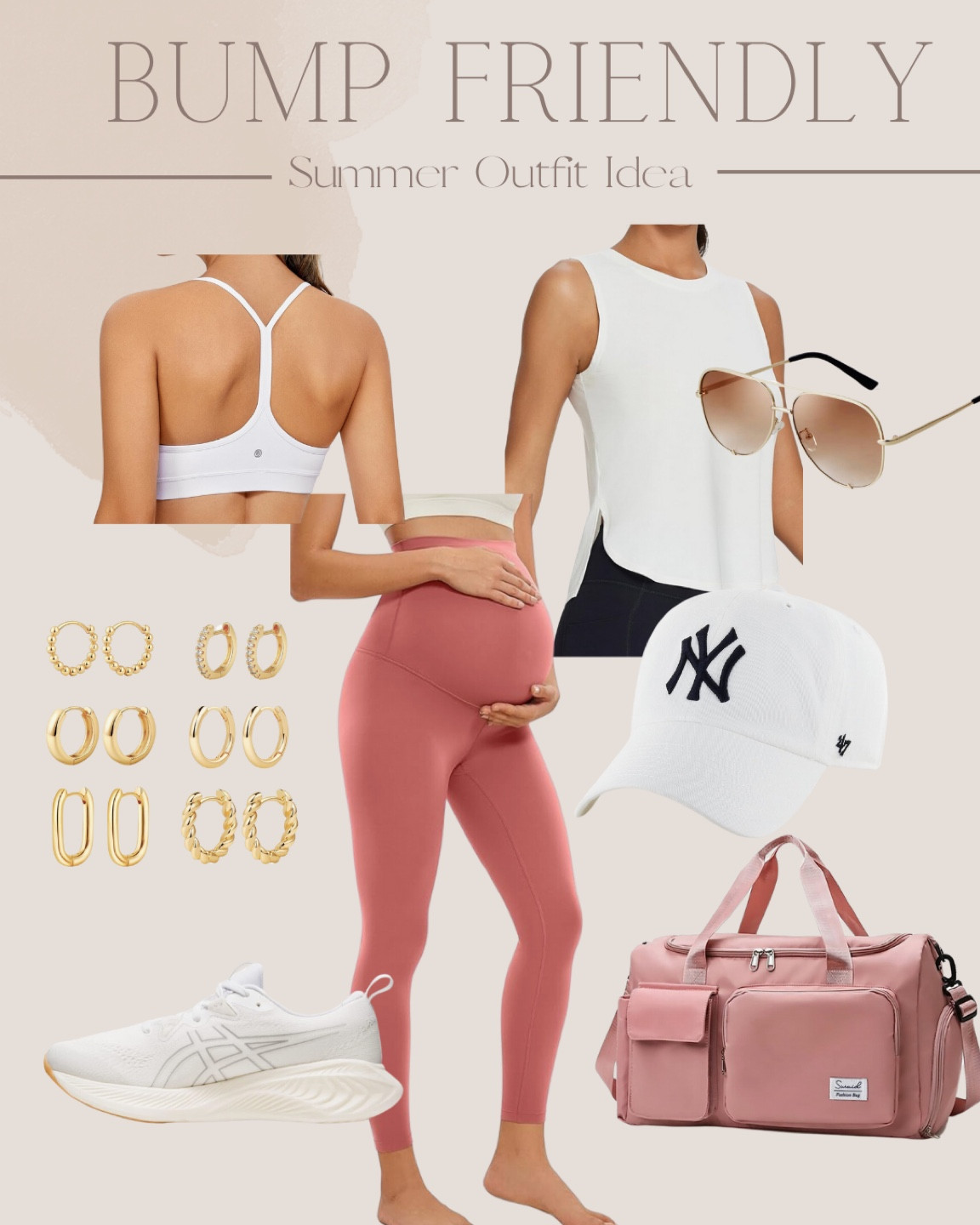 Bump friendly summer outfit idea for all the mamas to be! 
Maternity outfit, summer maternity outfit, workout outfit, maternity leggings, casual outfit 

#LTKbump #LTKfindsunder50 #LTKfindsunder100