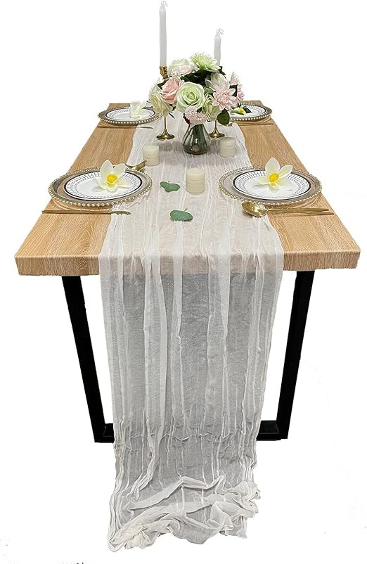 EH Linen Cheesecloth Gauze Table Runner,Wedding Decor Arch Draping,Gauze Event Centerpiece Runner... | Amazon (US)