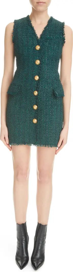 V-Neck Sleeveless Tweed Dress | Nordstrom