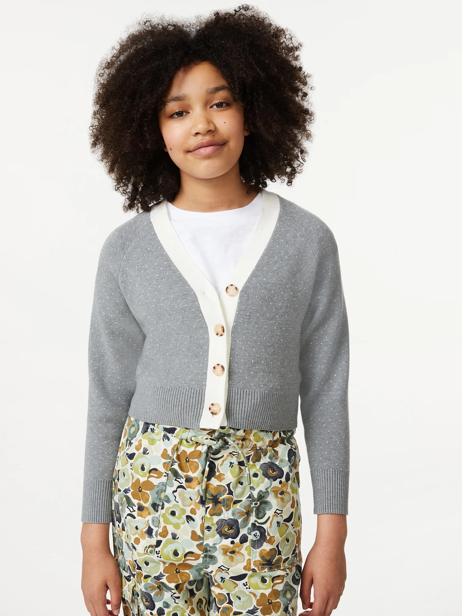 Free Assembly Girls Boxy Cropped Cardigan Sweater, Sizes 4-18 | Walmart (US)