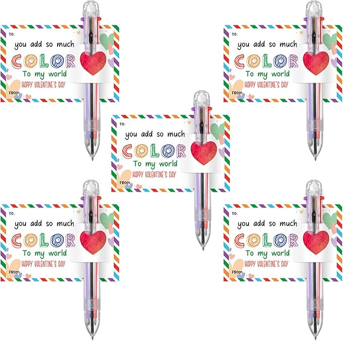 Sabary 24 Set Valentines Day Card and Multicolor Pen Gift Greeting Card and Retractable Multicolo... | Amazon (US)
