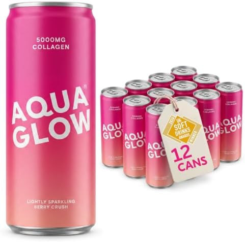 AQUA GLOW Sparkling Collagen Drink - 5000mg VERISOL Bovine Collagen Peptides - Liquid Collagen fo... | Amazon (UK)