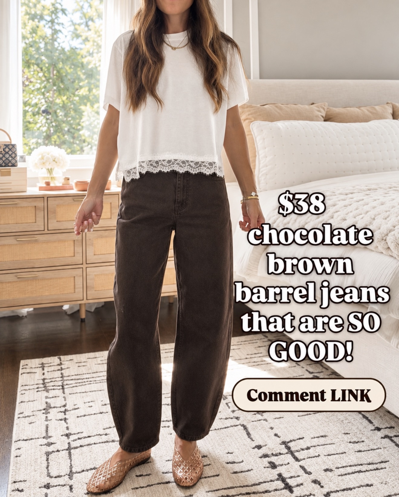 Chocolate-brown barrel jeans for just $38?! 😍 The color, fit, and price are SO good for fall. Comment LINK and I’ll send them right over!

#LTKOver40 #LTKSeasonal #LTKootd