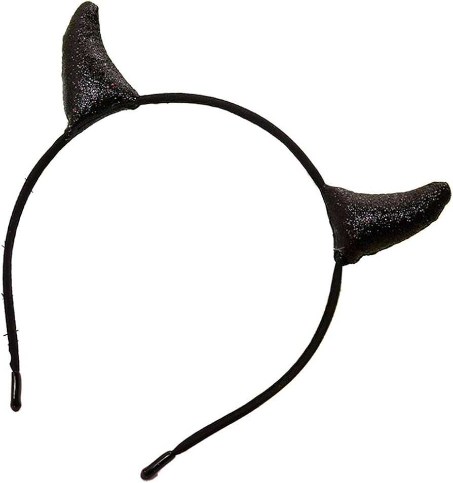 Merroyal Glitter Devil Horns Headband Halloween Fancy Dress Cosplay Hairband (Black) | Amazon (US)