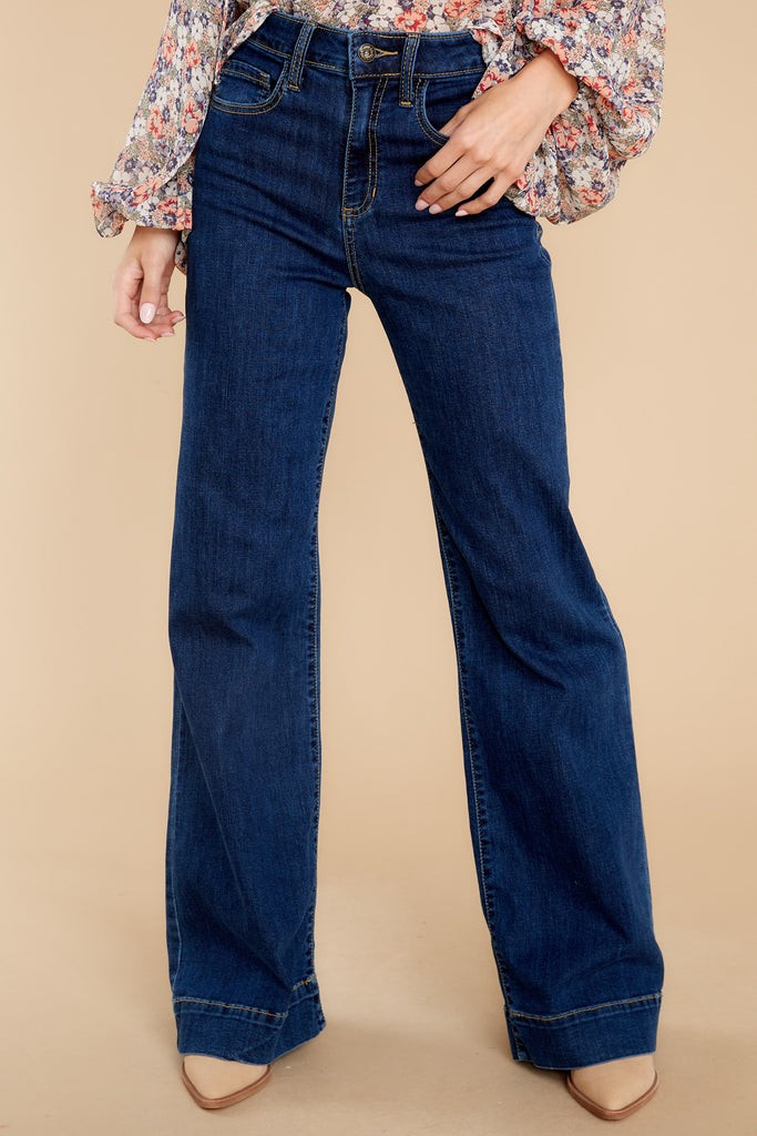 Get On Board Dark Wash Flare Jeans | Red Dress 