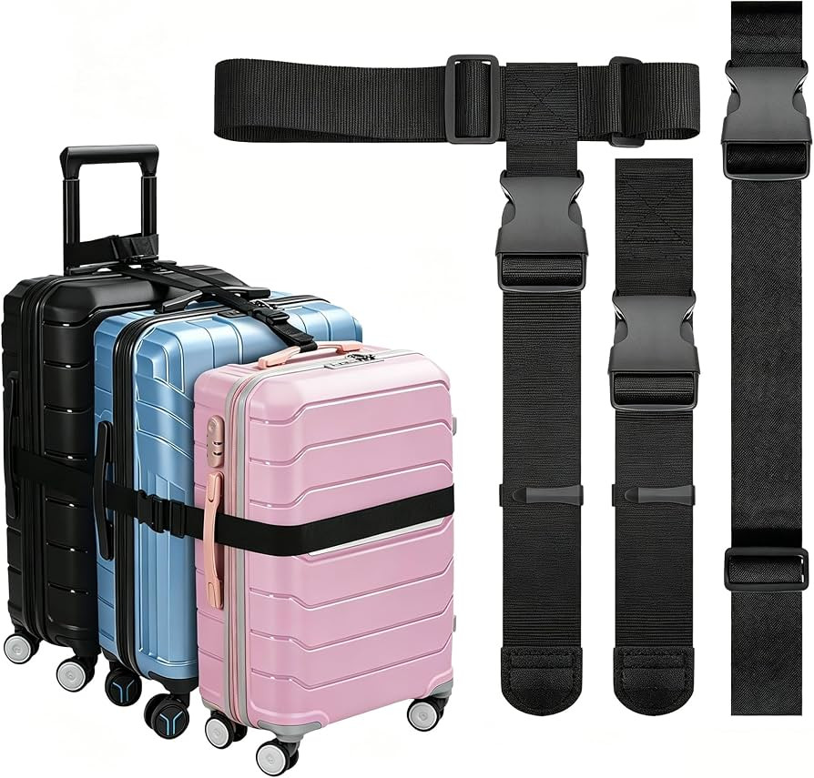 3 Packs Luggage Straps for Suitcases, 2 Connector Straps & Elastic Strap | Amazon (US)