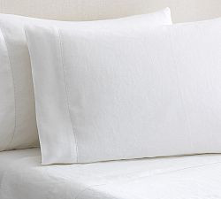 Belgian Flax Linen Hemstitch Pillowcases - Set of 2 | Pottery Barn (US)