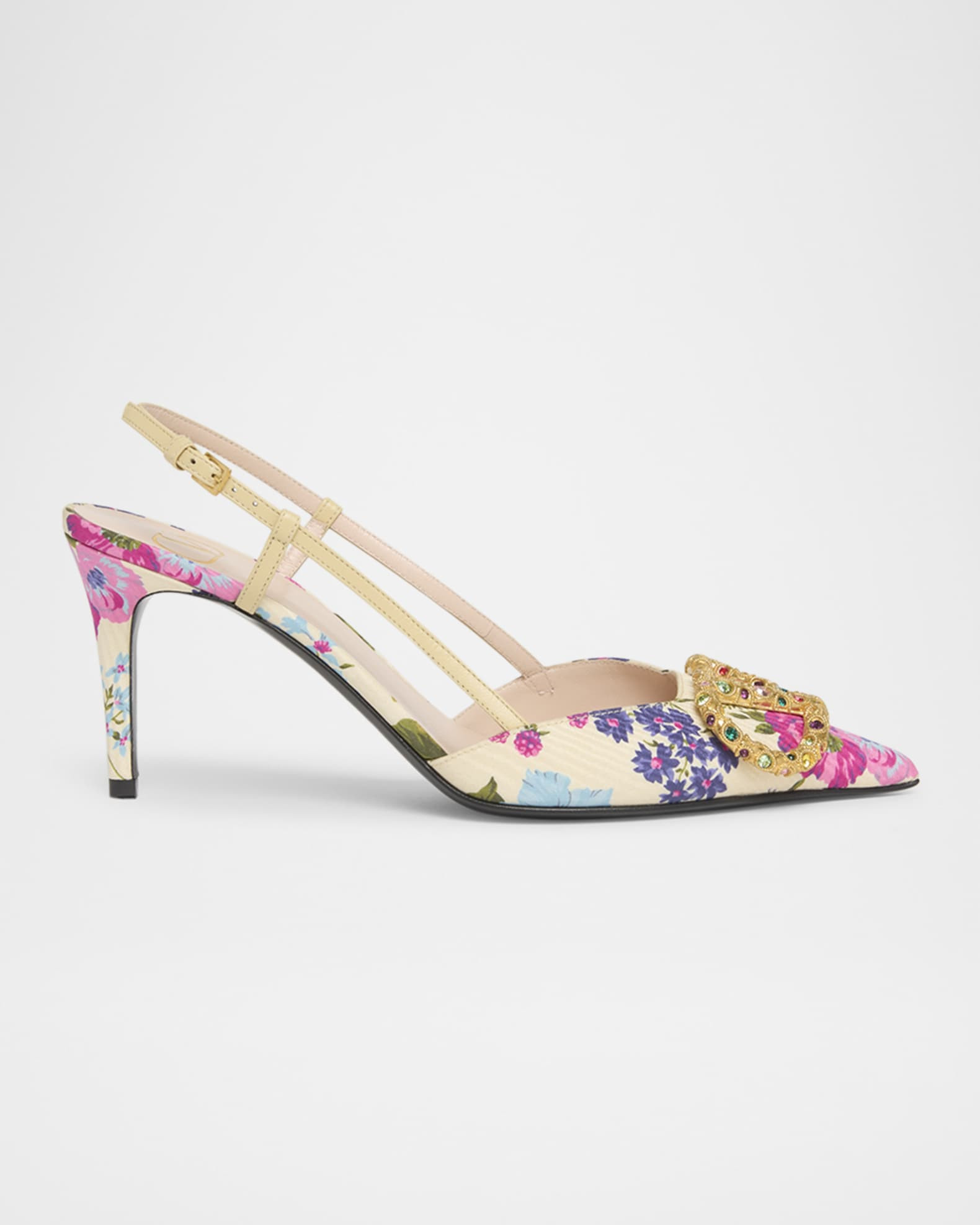 VLOGO Pointed Floral Satin Pumps | Neiman Marcus