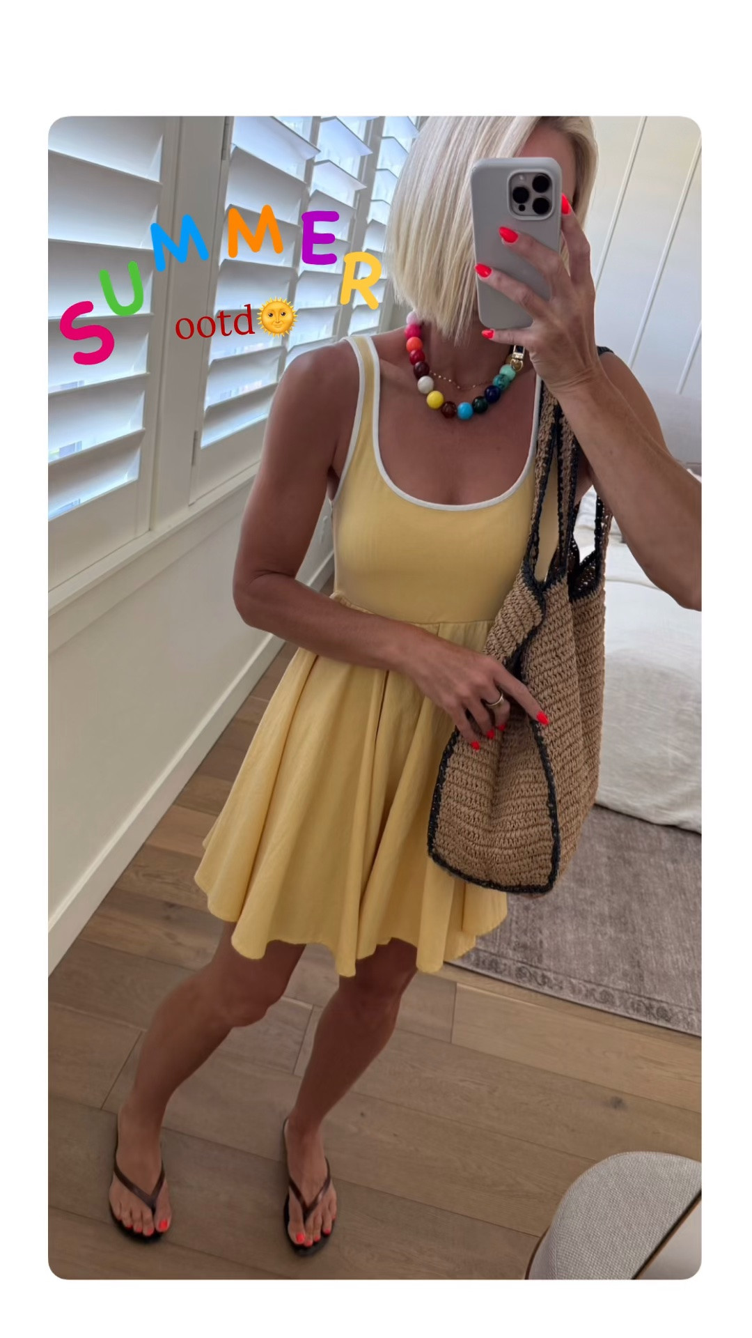Simple, cool & fun summer ootd!
Love this little throw on and go dress — wearing it as a cover up here. Fits big, size down. Wearing a small
Added my favorite $9 chunky beaded necklace, straw bag & jelly flip flops.

#LTKmomlife #LTKSwim #LTKOver40