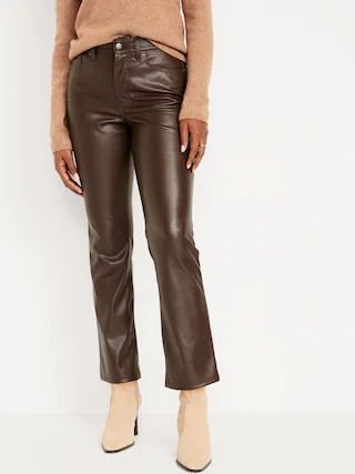 High-Waisted Faux-Leather Boot-Cut Ankle Pants for Women | Old Navy (US)