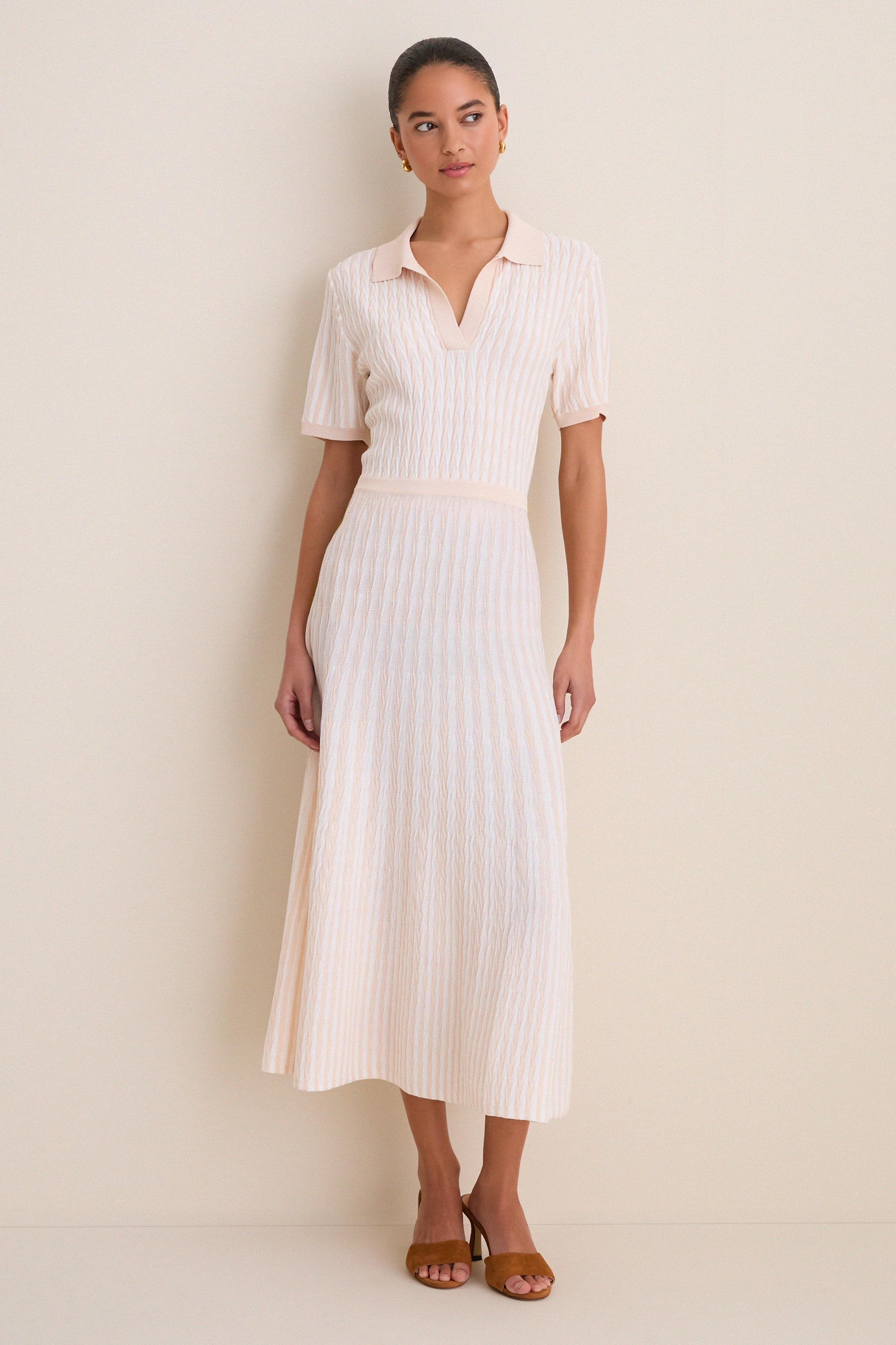 Blush and Ivory Knit Maude Polo Dress | Tuckernuck (US)