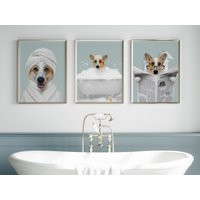 Custom Pet Portrait, Gift, Dog in Bathtub, Bathroom Wall Art, Funny Picture, Portrait From Photo, Personalized Toilet | Etsy (US)