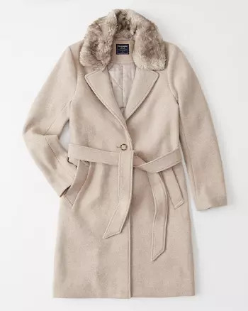 Faux Fur Collar Dad Coat | Abercrombie & Fitch US & UK