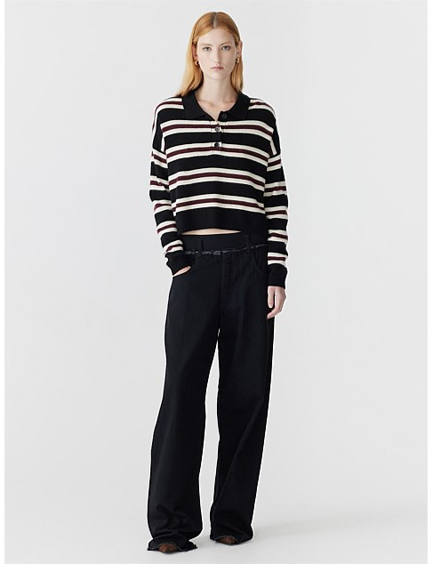 Bassike Elasticated Wide Leg Denim Jean | David Jones | David Jones (Australia & New Zealand)