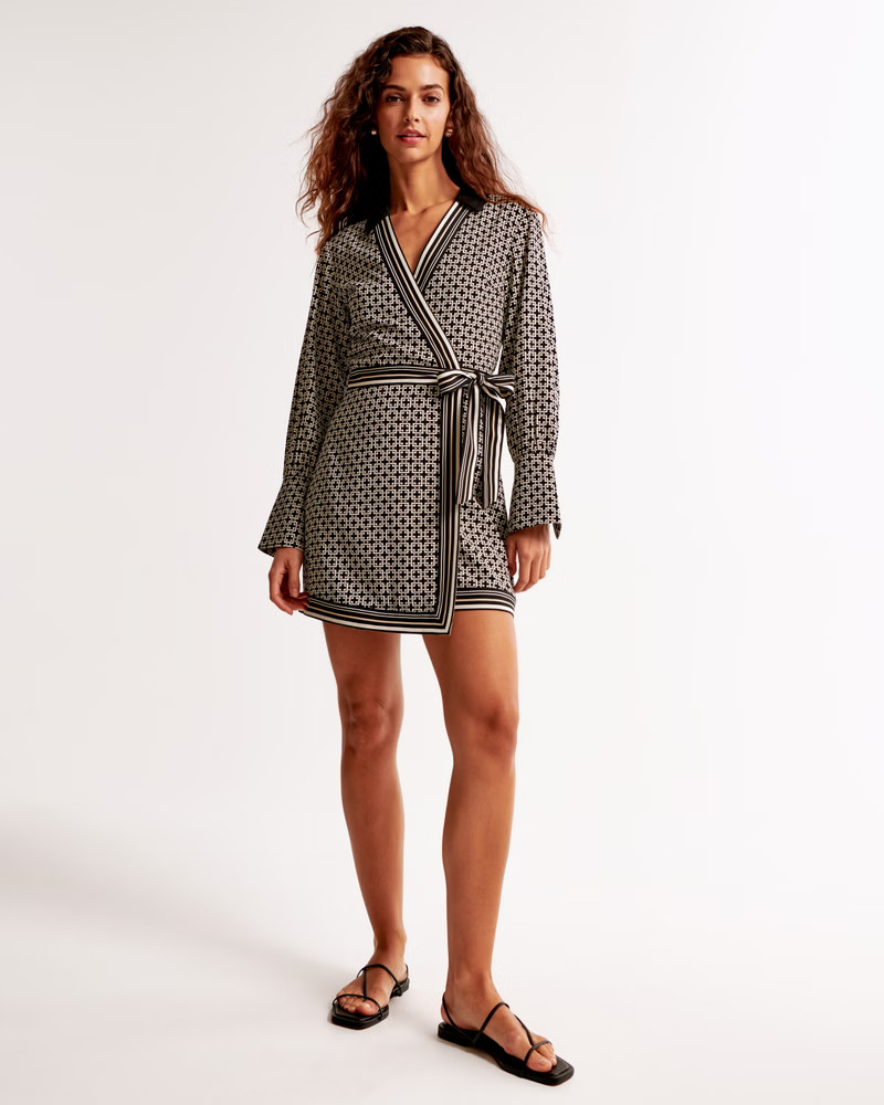 Women's Long-Sleeve Wrap Mini Dress | Women's Dresses & Jumpsuits | Abercrombie.com | Abercrombie & Fitch (US)
