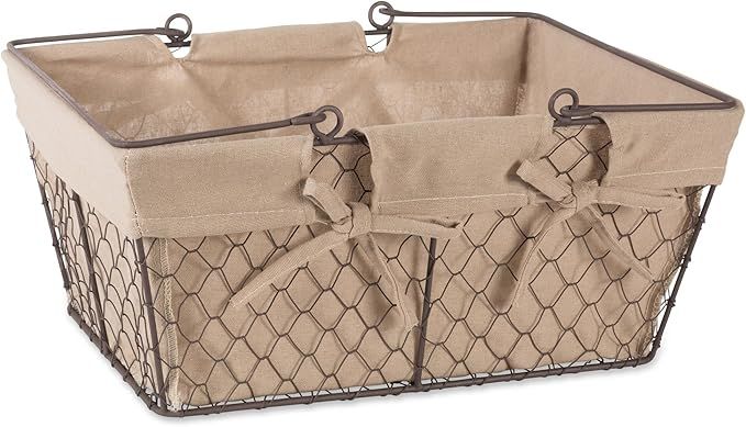 DII Farmhouse Chicken Wire Storage Baskets with Liner, Natural, Egg Basket | Amazon (US)