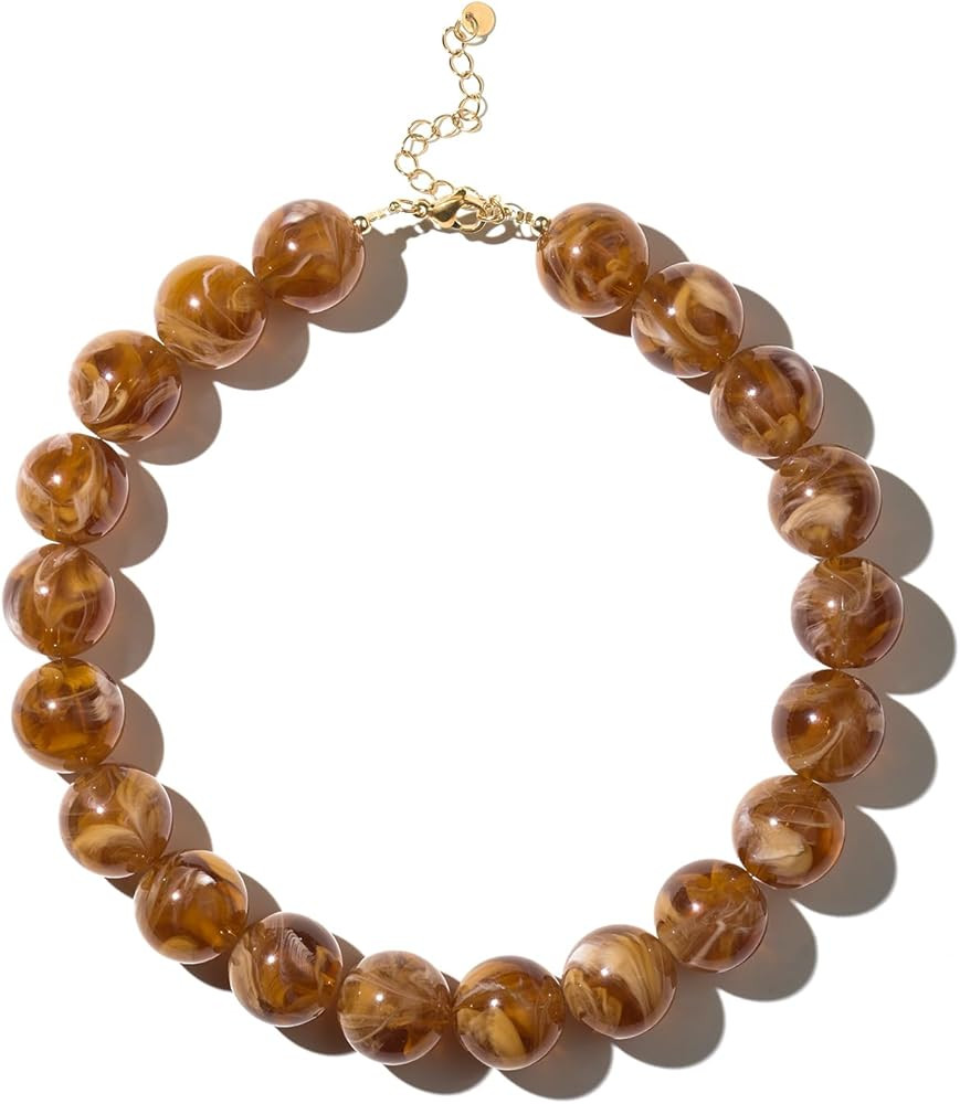 DoDoBeads Chunky Beaded Necklaces for Women, Colorful Statement Choker with Gold Stainless Steel ... | Amazon (US)