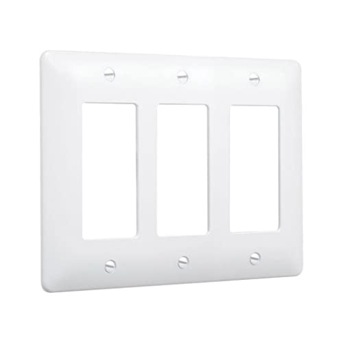 TayMac 5550W Paintable Masque Wall Plate Cover, White, 3-Gang | Amazon (US)