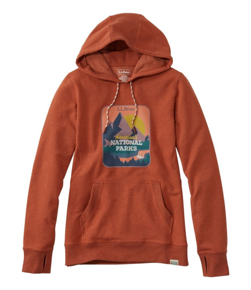 Women's Cozy Camp Hoodie Warm Umber Heather National Parks Extra Small, Polyester Cotton Blend L. L.Bean | L.L. Bean