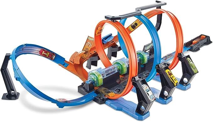 Amazon.com: Hot Wheels Track Set and Toy Car, Large-Scale Motorized Track with 3 Corkscrew Loops,... | Amazon (US)