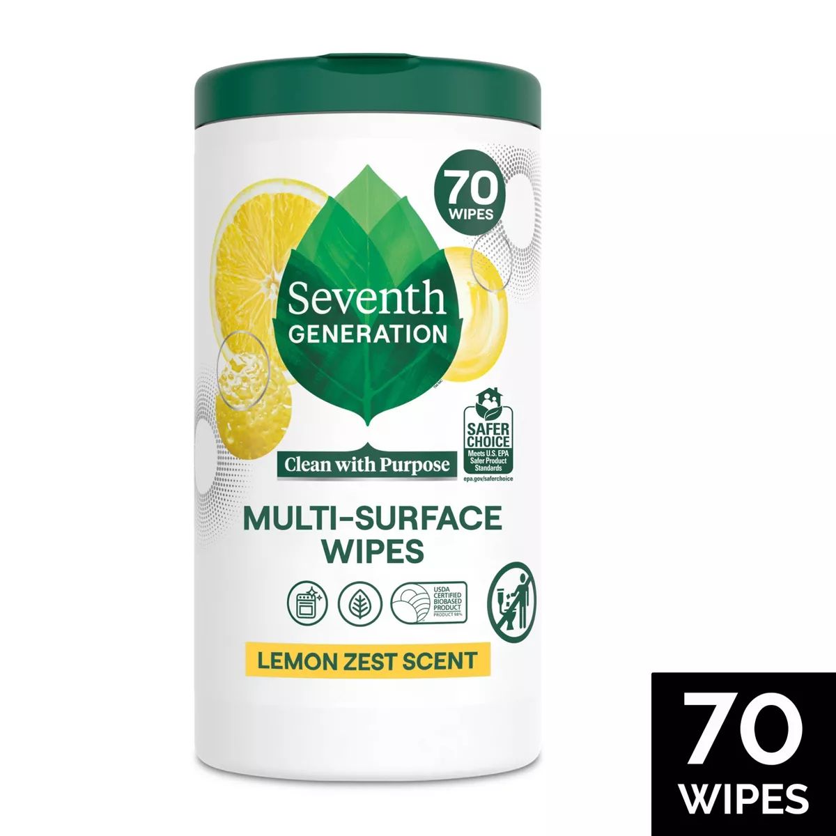 Seventh Generation Lemon Zest Multi-Surface Cleaning Wipes - 70ct | Target