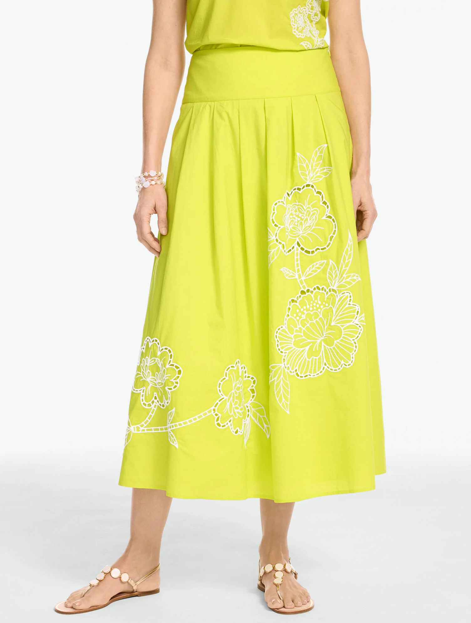 Embroidered Piper Pleated Patio Skirt | Talbots