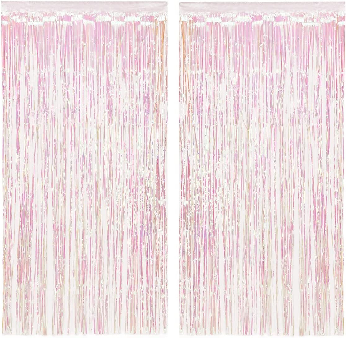 xo, Fetti Decorations Iridescent Fringe Foil Curtain - Set of 2 | Bachelorette Party Bridal Showe... | Amazon (US)