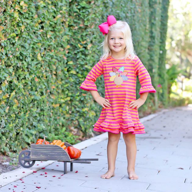 Turkey Pink and Orange Milly Dress | Classic Whimsy