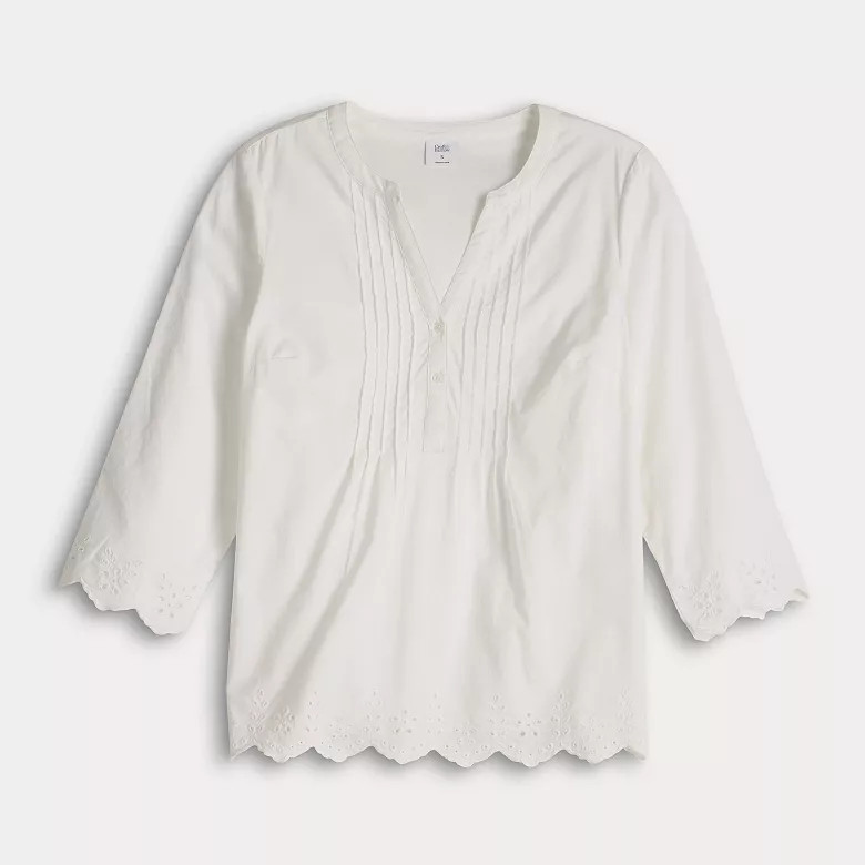 Women's Croft & Barrow® Eyelet Pleat Top | Kohl's