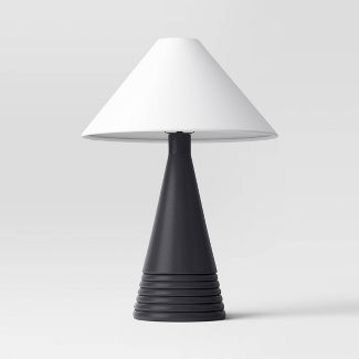 Wood Table Lamp with Tapered Shade Brown (Includes LED Light Bulb) - Threshold™ | Target