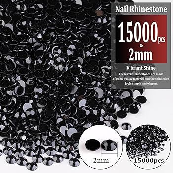 15000pcs 2mm Resin Rhinestones Bulk, Black Flatback Round Jelly Rhinestones Bedazzling Non Hotfix... | Amazon (US)