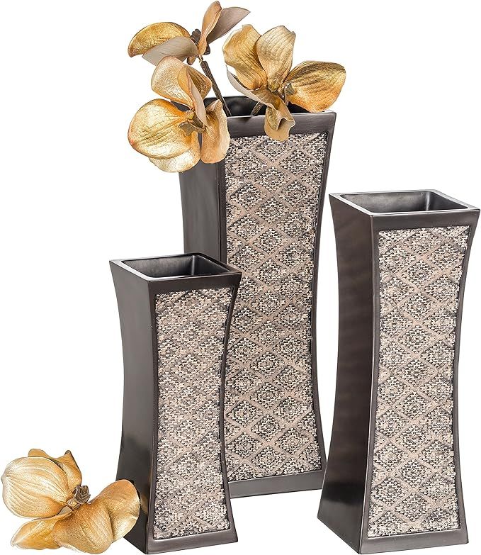 Decorative Brown Vases for Decor Centerpieces - Set of 3 Flower Vases Ideal Home Decor, Dining an... | Amazon (US)