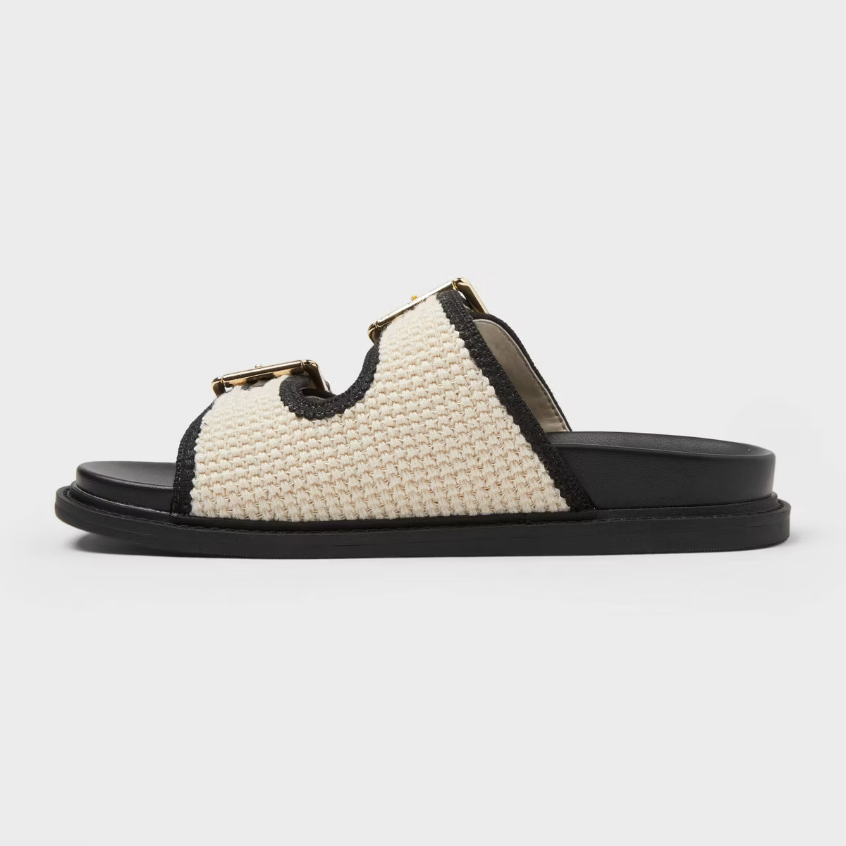 Women's Kylie Crochet Double Band Footbed Sandals - Universal Thread™ Black | Target