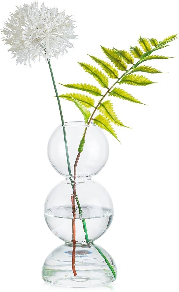 Glasseam Unique Small Flower Vase, Cute Blown Glass Vases for Flowers, Modern Ball Bubble Vase, C... | Amazon (US)