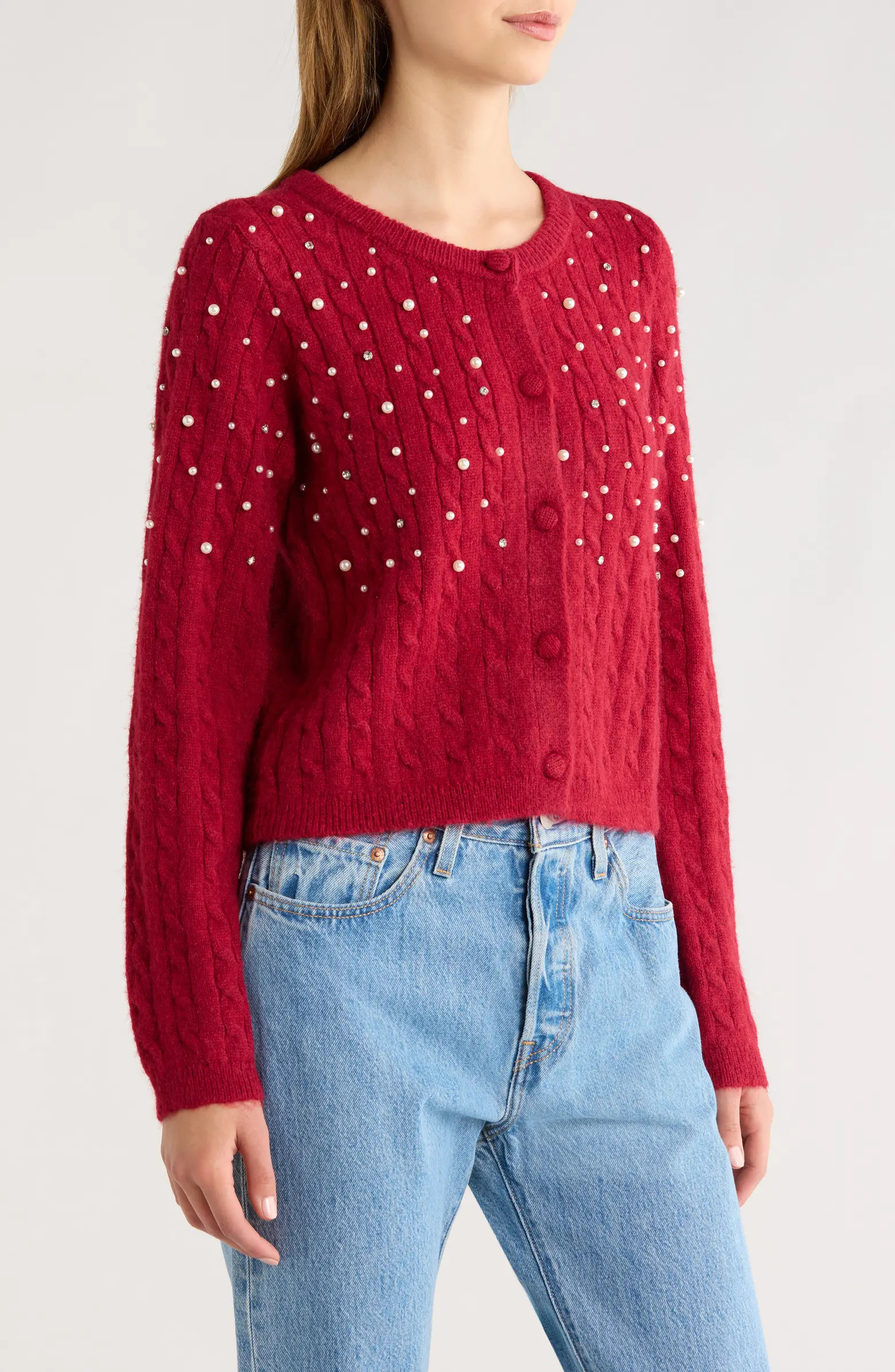 Faux Pearl Embellished Sweater | Nordstrom