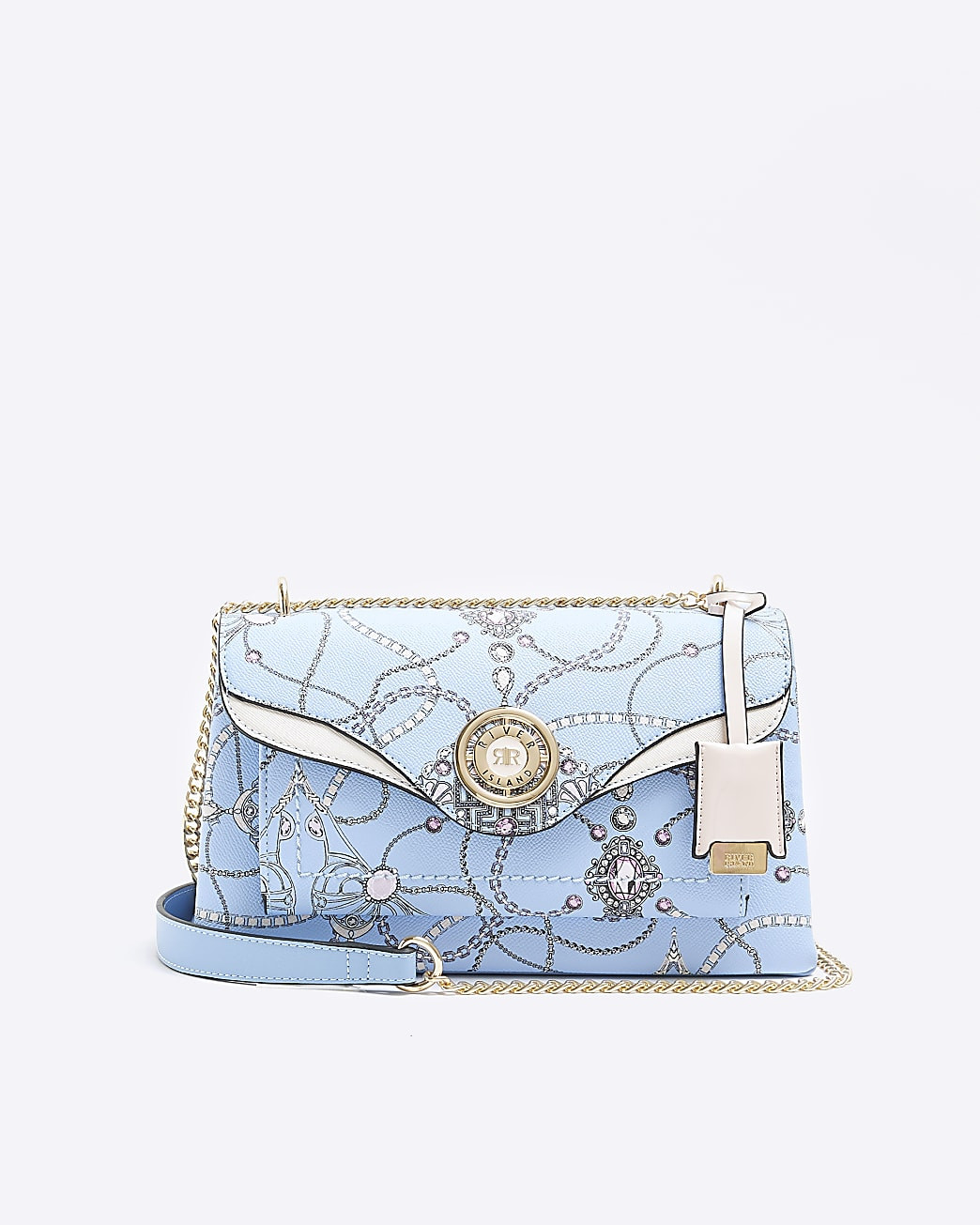 Blue jewellery print shoulder bag | River Island (UK & IE)