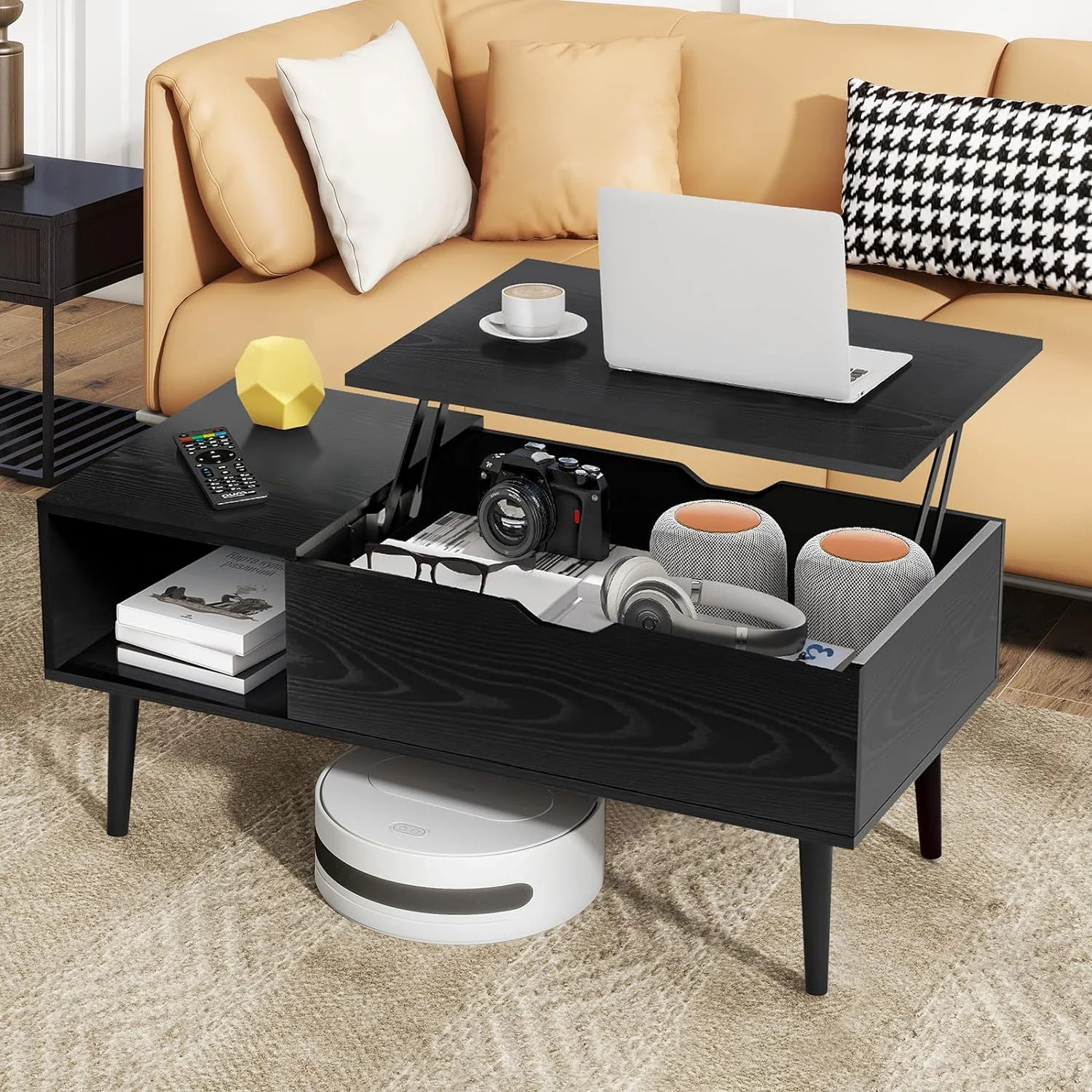Yangming Coffee Table, Lift Top Coffee Tables for Living Room with Storage Shelf and Hidden Compa... | Walmart (US)
